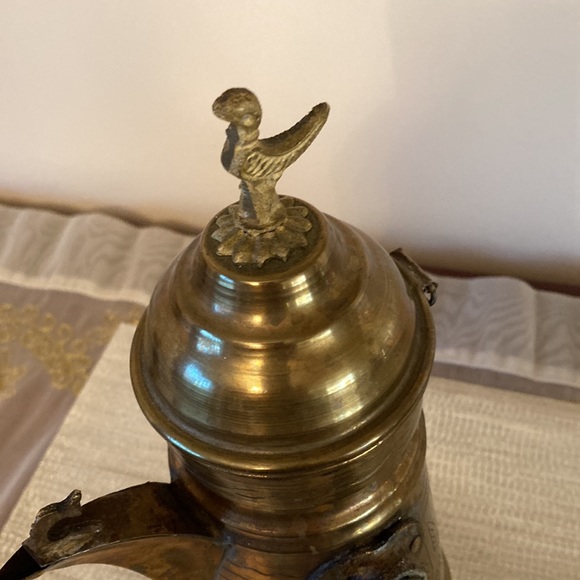 Antique Brass Arabic Turkish Dallas Coffee Pot Decor - Picture 3 of 8
